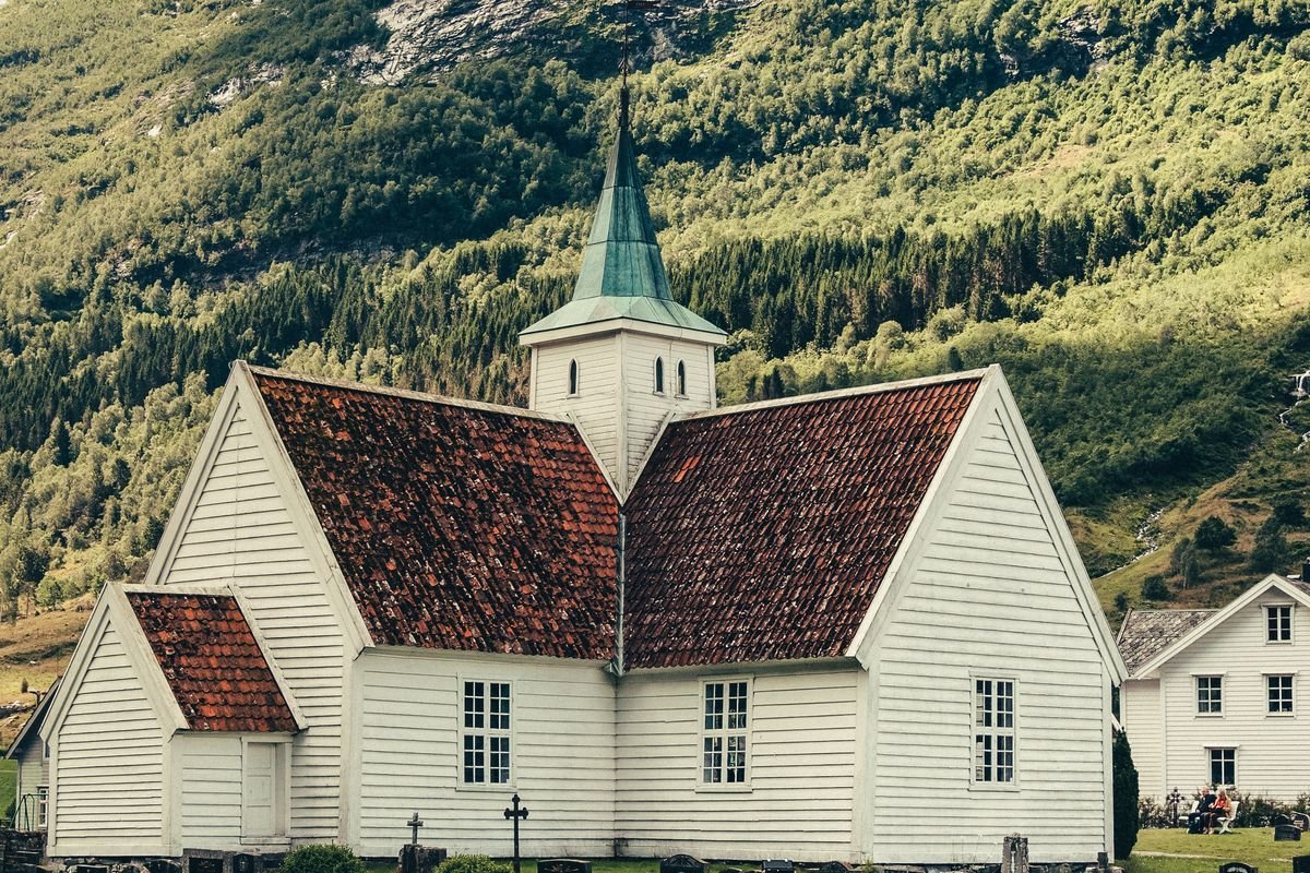A white clapboard church with a steeple